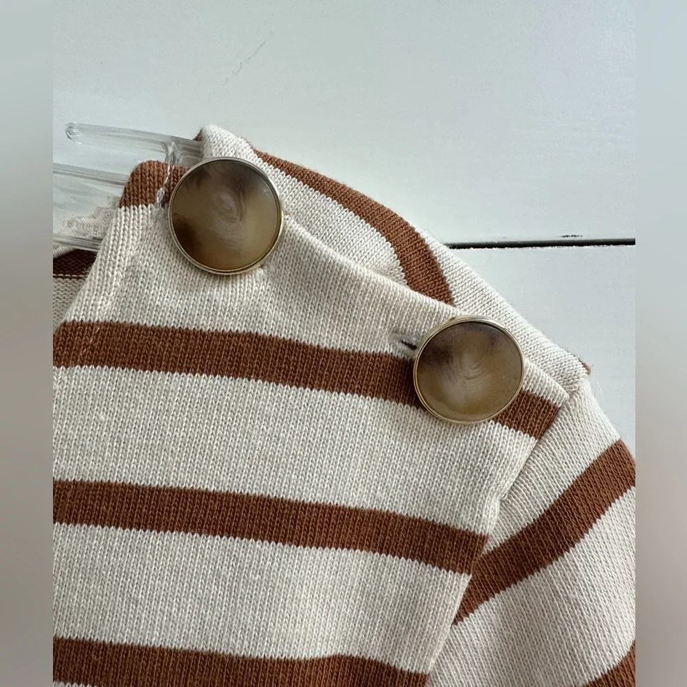 Striped Cream and Brown Women's Top - Picture 5 of 7
